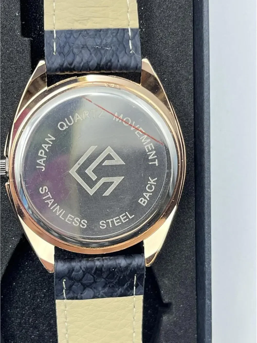 Watch Women's or Unisex Rose Gold & White Tone Dial Black Band New in box